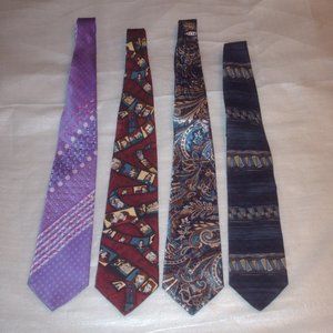 Lot of 4 colorful men's neckties - Manhattan, Town Craft, Damante Couture etc.